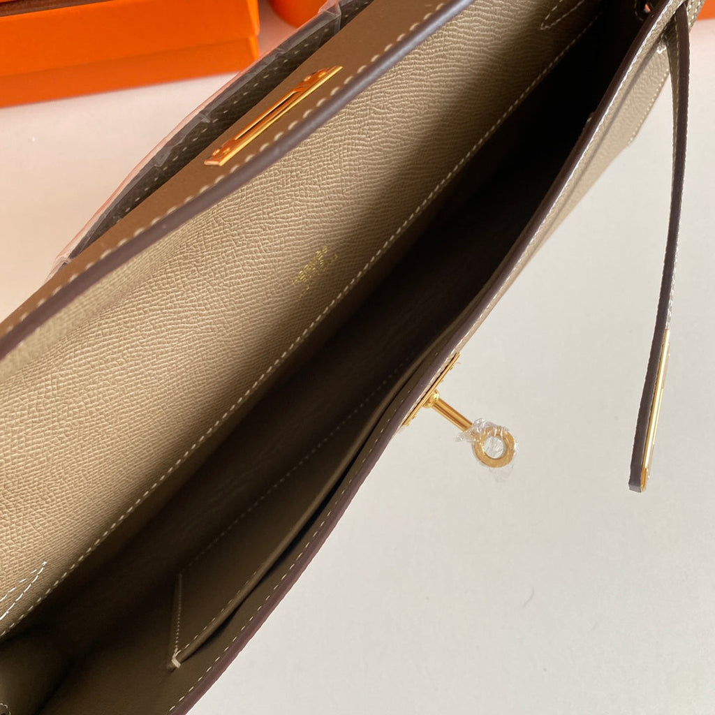 HM Kelly Cut 31 Etoupe Epsom Leather Gold Hardware 229054