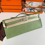 HM Kelly Cut 31 Olive Green Epsom Leather Silver Hardware 229044