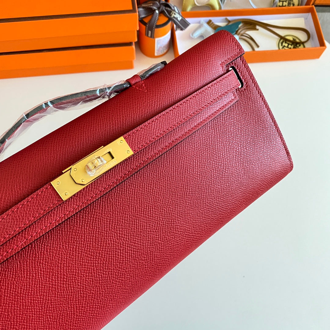 HM Kelly Cut 31 Red Epsom Leather Gold Hardware 229051