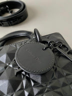 SMALL LADY 20 ALL BLACK LAMBSKIN DIAMOND MOTIF