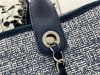 CC Deauville Tweed Bag Blue Leather Silver Hardware 5