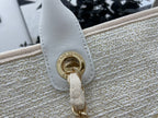 CC Deauville Tweed Bag White Leather Gold Hardware 4