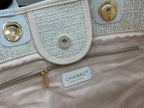 CC Deauville Tweed Bag White Leather Gold Hardware 4