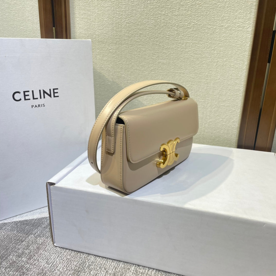 classic triomphe 20 light beige calfskin gold hardware