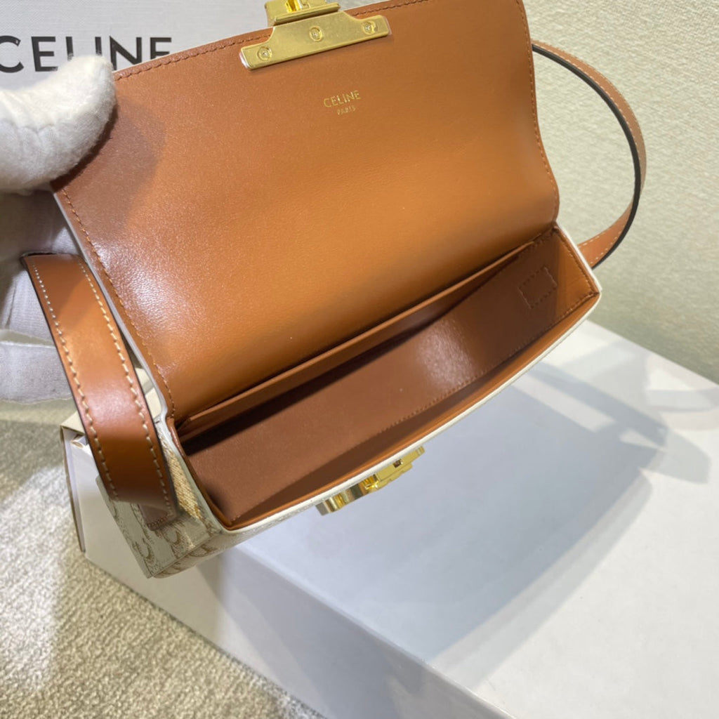 classic triomohe 20 white triomphe canvas brown calfskin