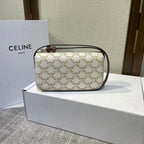 classic triomohe 20 white triomphe canvas brown calfskin