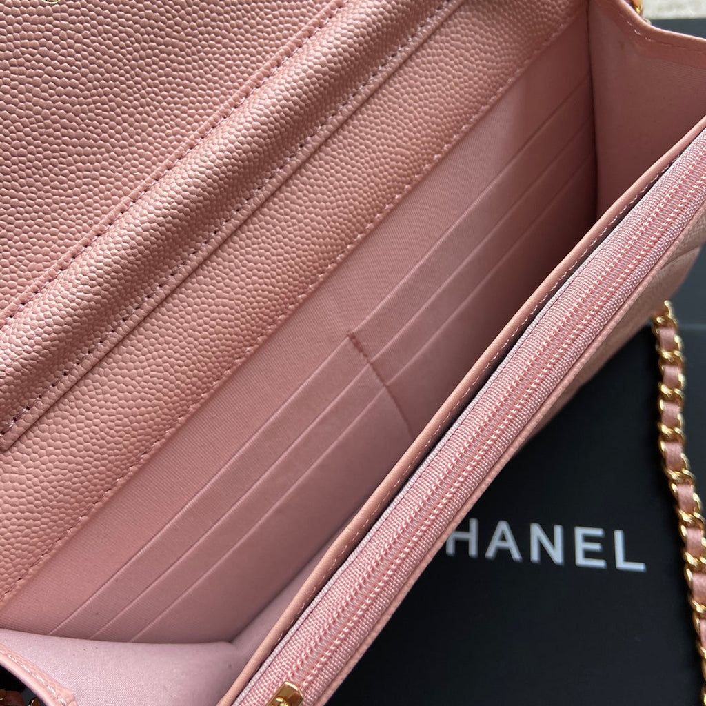 CC Woc 20cm Pink Grained Calfskin Gold Hardware
