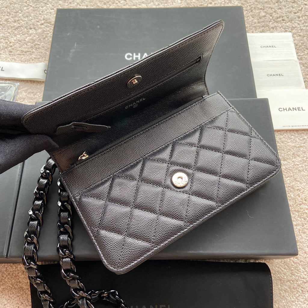 CC Classic Woc 20cm All Black Grained Calfskin