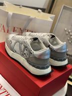 Lace And Mesh Lacerunner Sneaker In White Mix Grey 994620