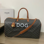 TRAVEL BAG 50 IN BLACK TRIOMPHE CANVAS WITH DOG PRINT