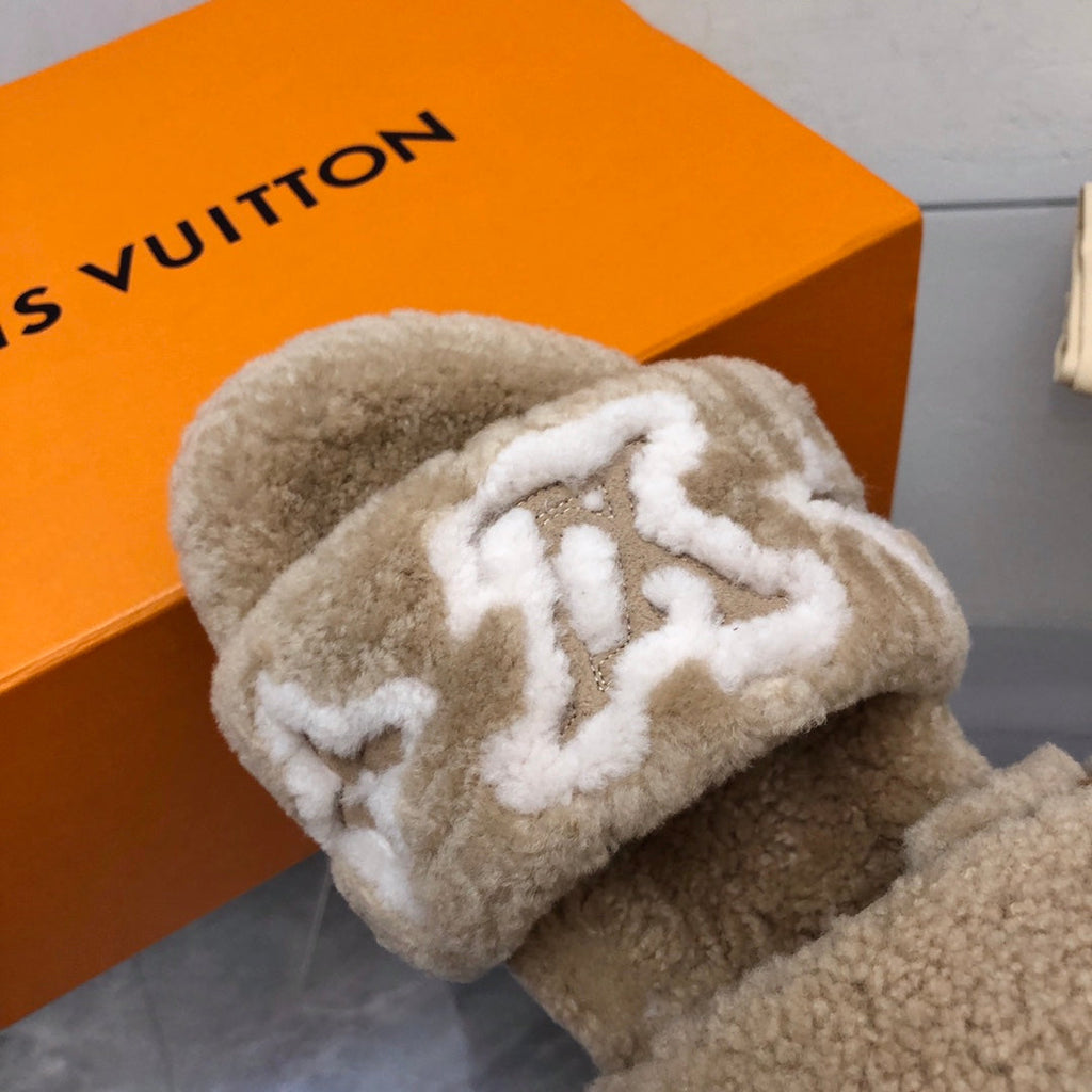 LV Paseo Flat Comfort Mule Light Brown Wool
