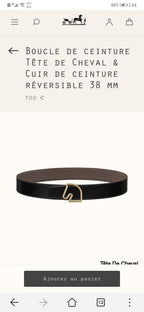 BOUCLE BELT BUCKLE & REVERSIBLE KHAKI BROWN LEATHER STRAP 38MM GOLD HARDWARE