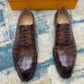 LV LACE-UP SHOES IN BROWN CROCODILE CALFSKIN