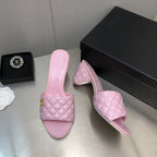 cc rev cone heel mule slide sandal pink quilted lambskin 6cm