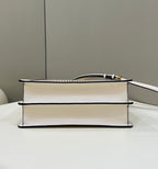 PEEKABOO ISEEU 34 IN WHITE PERFORATED CALFSKIN GOLD HARDWARE