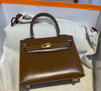 KELLY MINI 20 BAG IN CHOCOLATE BROWN SMOOTH CALFSKIN WITH GOLD HARDWARE (MADE - TO - ODER)