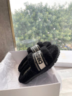 CD 25 Flat Slippers Black Wool 395566