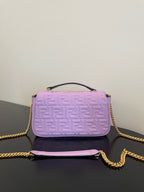 Fend Baguette 24 Bag With FF Motif Lavender Leather Ghw