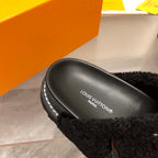 LV Paseo Flat Comfort Mule Black Fleece