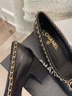 CC Pump 65 Black Calfskin Grosgrain Leather Strap