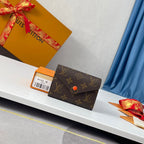 LV M41938 Victorine Wallet Brown Orange Monogram Canvas 221669