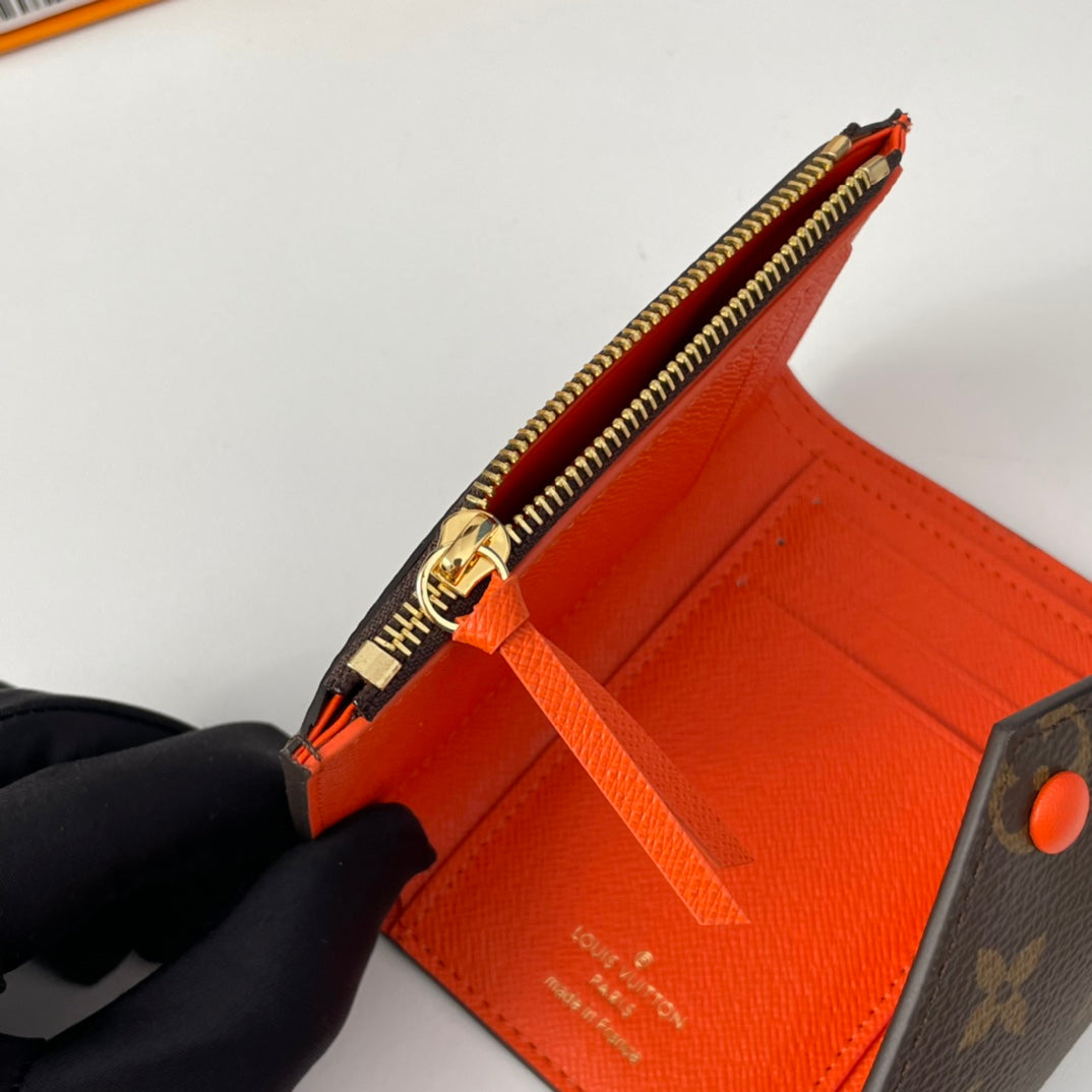 LV M41938 Victorine Wallet Brown Orange Monogram Canvas 221669