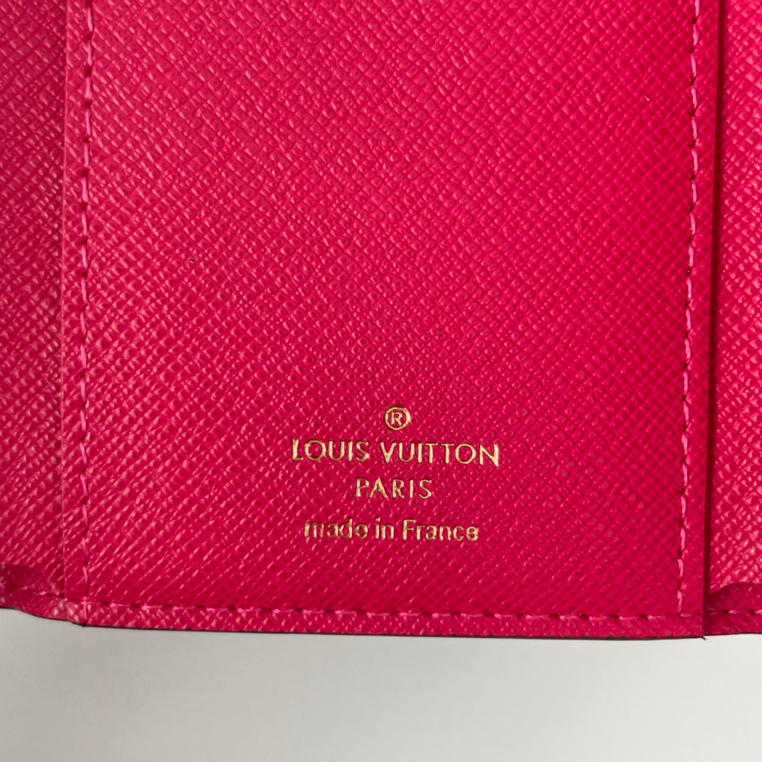 LV M41938 Victorine Wallet Brown Rose Red Monogram Canvas 221675
