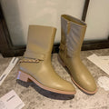 CC Short Boots 35mm In Beige With Chain Cowhide 940088