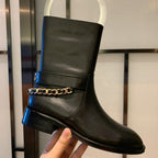 CC Short Boots 35mm In Black With Chain Cowhide  940089