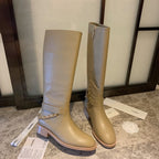 CC High Boots 35mm In Beige With Chain Cowhide 940093