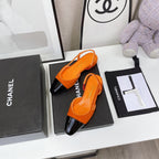 CC Slingback Orange Lambskin And Horsehair