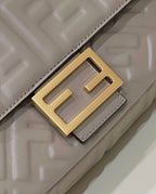 BAGUETTE WITH FF MOTIF 27 IN PINE CONE SOFT LAMBSKIN GOLD HARDWARE