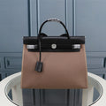 HM HERBAG ZIP 31 BLACK AND ASH BROWN CANVAS