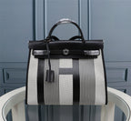 HM HERBAG ZIP 31 BLACK AND WHITE LINE MOTIF CANVAS