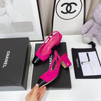CC Slingback 60mm Dark Pink Lambskin And Horsehair