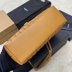 LOULOU MEDIUM 32 BROWN QUILTED LEATHER GOLD HARDWARE