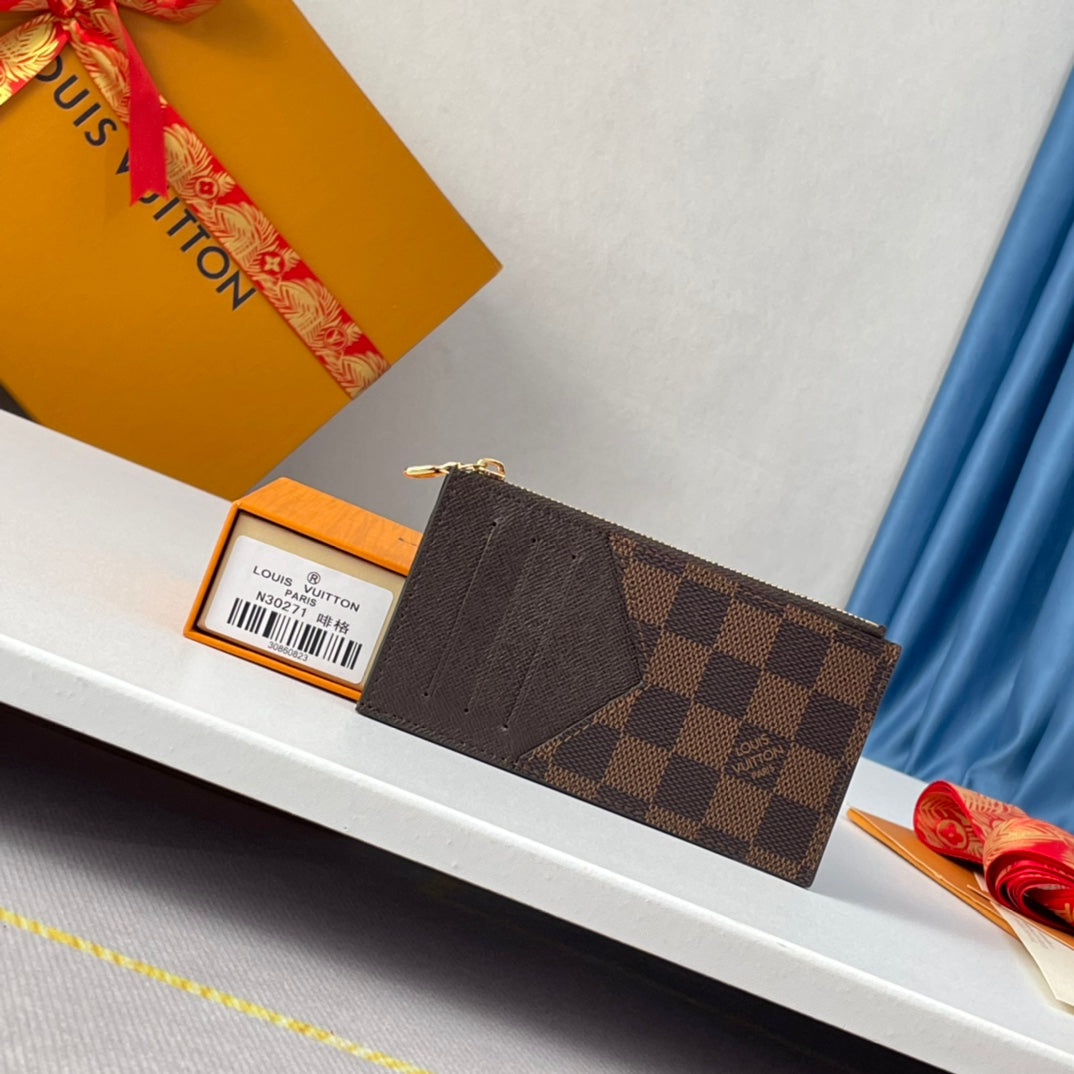 LV N30271 Coin Card Holder Brown Damier Ebene Canvas 221509