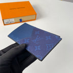 LV M30271 Coin Card Holder Blue Monogram Canvas 221508