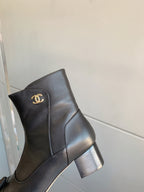 CC Ankle Boots Block Heel 60mm Black Cowhide 464567