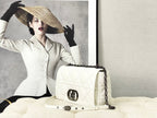 LARGE CARO BAG 28 WHITE CALFSKIN BLACK HARDWARE