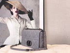 LARGE CARO BAG 28 OPALINE PURPLE CALFSKIN BLACK HARDWARE