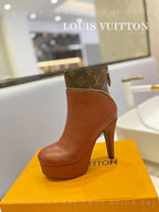 LV Afterglow Boot 10.5 Brown Cowhide Monogram Canvas