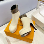 LV Afterglow Boot 10.5 Cream Cowhide Monogram Canvas