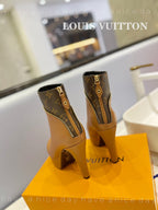 LV Afterglow Boot 10.5 Light Brown Cowhide Monogram Canvas