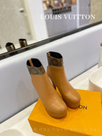 LV Afterglow Boot 10.5 Light Brown Cowhide Monogram Canvas