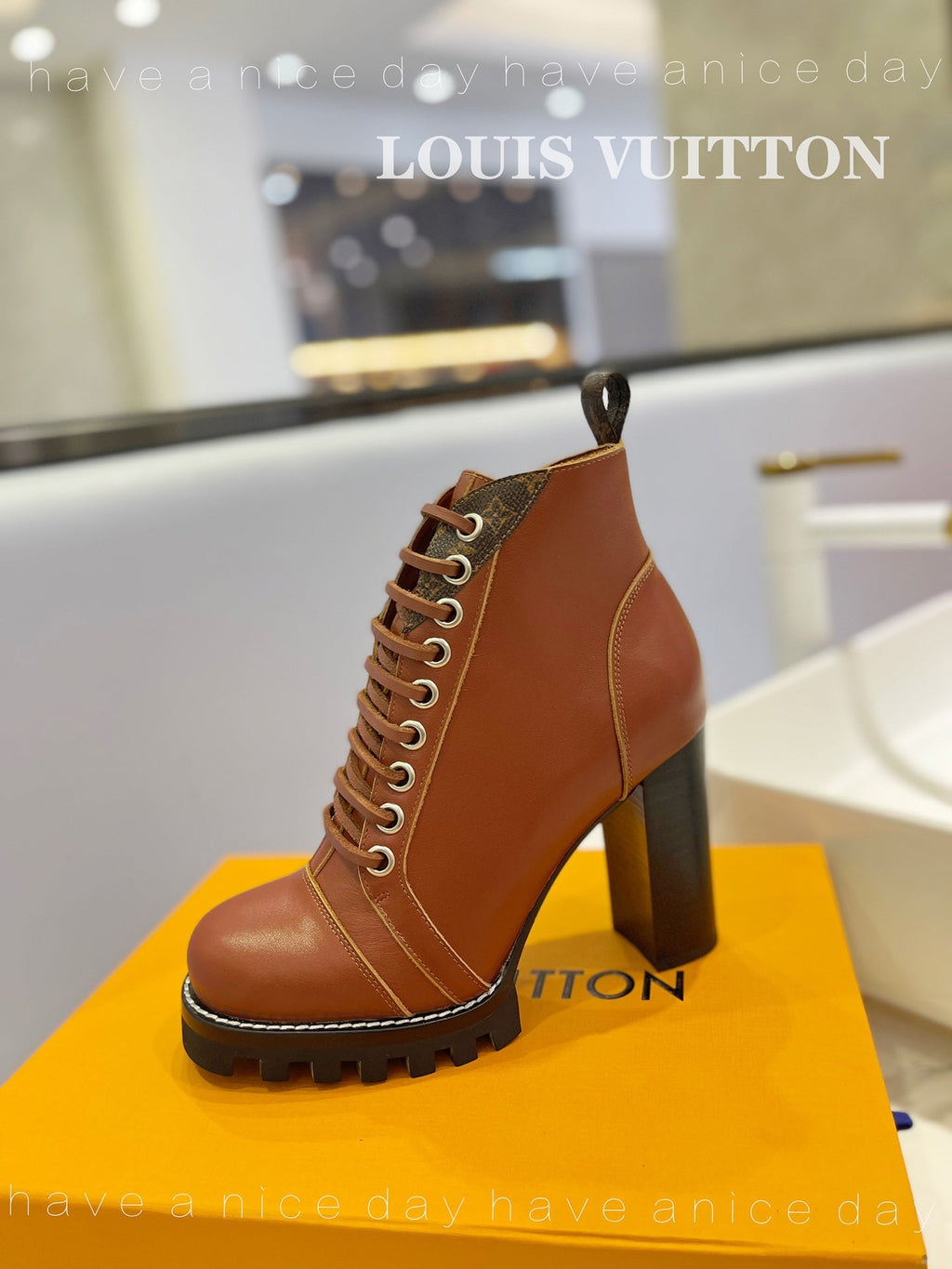 LV Star Trail Ankle Boot 9.5cm Brown Cowhide 573988