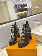 LV Star Trail Ankle Boot With Logo Embroidery 9.5cm Black Cowhide
