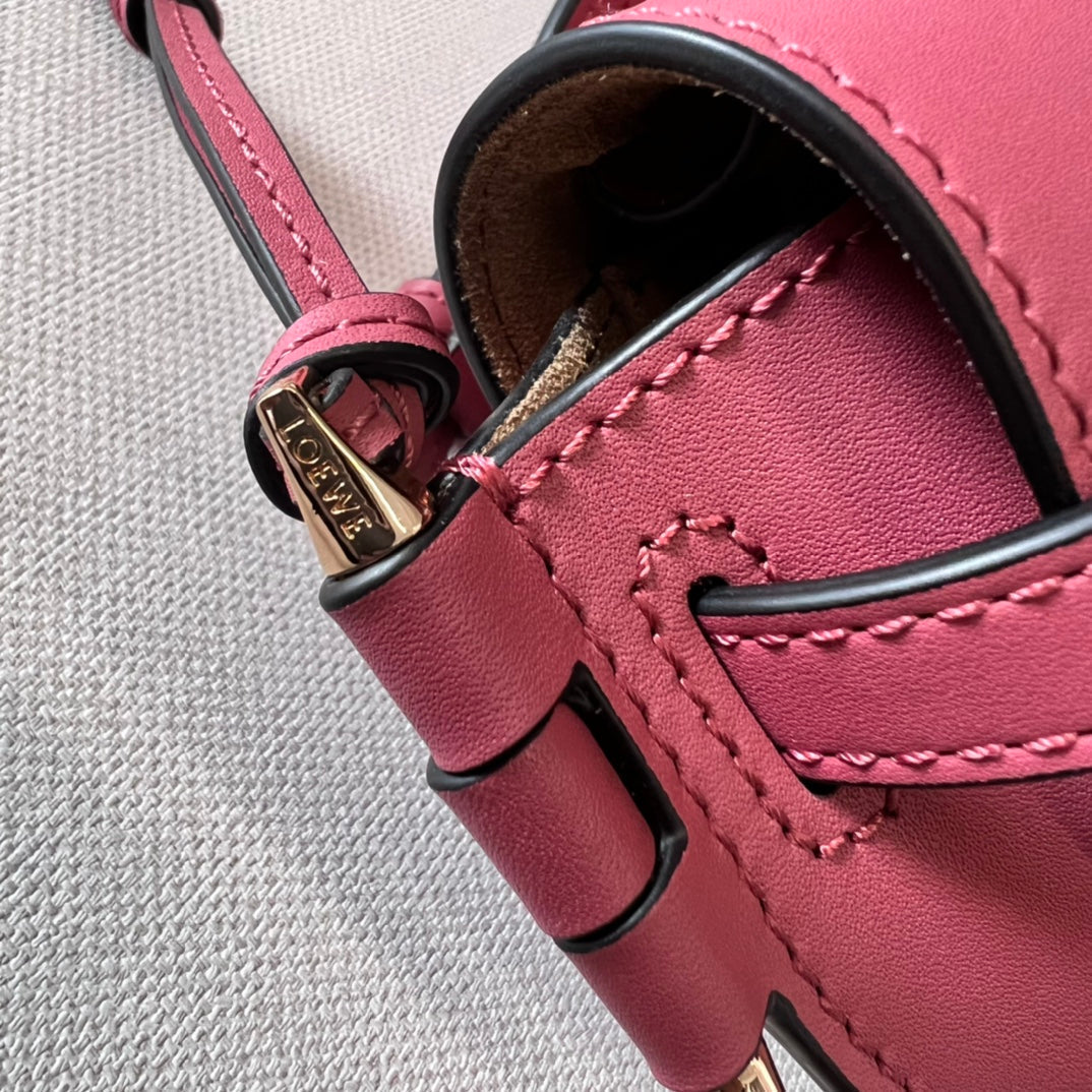 Mini Gate Dual bag in soft calfskin and jacquard pink smooth caflskin