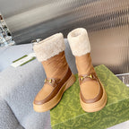 Gucci 2025 Boot Brown Beige Wool Nylon Calfskin 564680