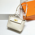 HM Mini 24 Sur 24 Bag 21cm White Swift Cowhide Gold Hardware 250270